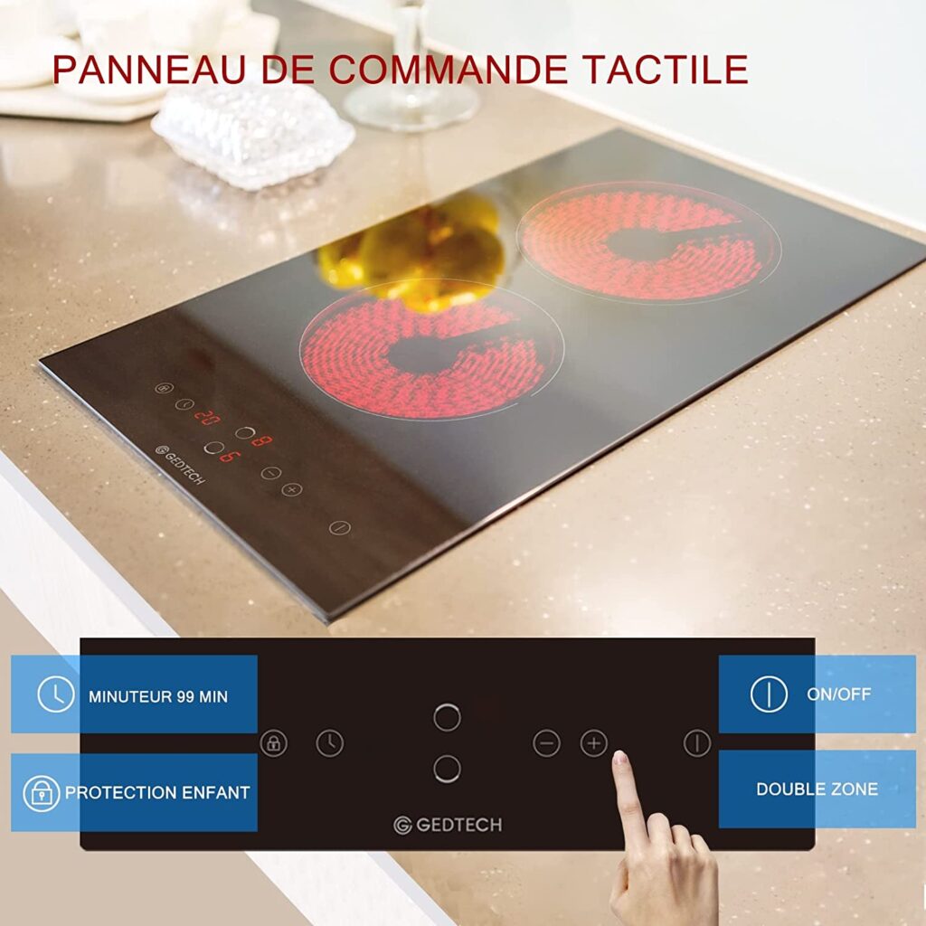 Table de cuisson domino vitrocéramique Gedtech GTV2Z3000B