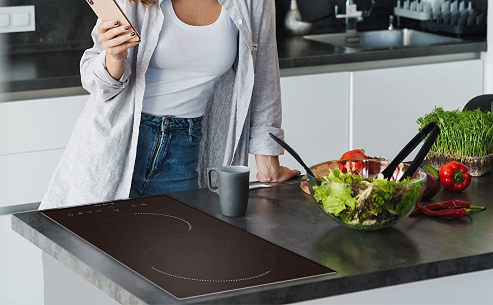 GEDTECH Plaque Vitrocéramique 2 Foyers GTV2Z3000B - 3000W -a Table de cuisson domino vitrocéramique Gedtech GTV2Z3000B