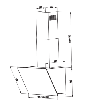 Hotte murale décorative Faber VRT 600 -schema Hotte murale décorative Faber VRT 600