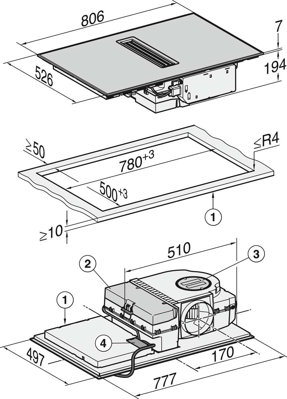 KMDA 7272 FR-U_Schéma d'encastrement